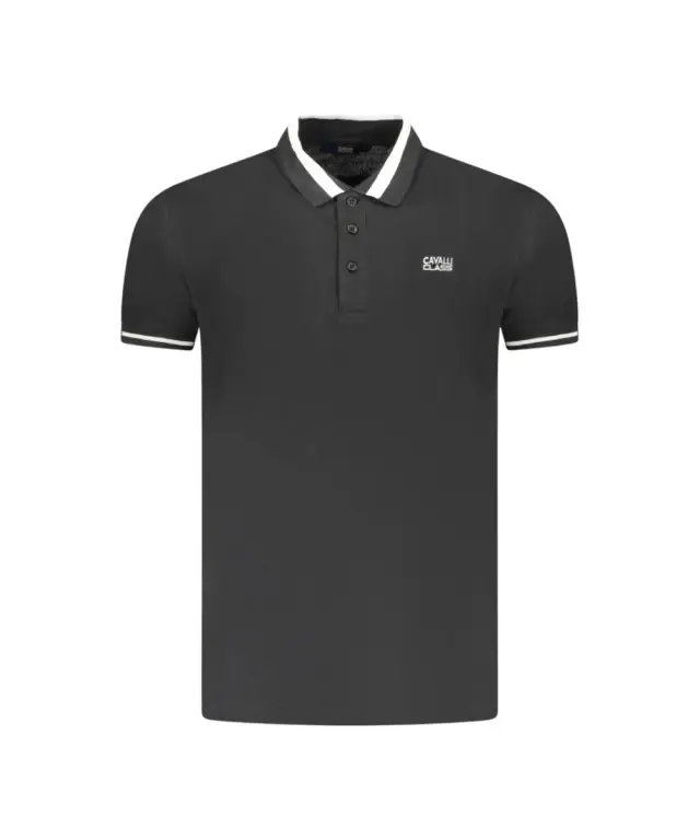 Cavalli Class - Ανδρική Μπλούζα Κοντομάνικη Polo Πικέ TXT64RKB002-05051 Μαύρο