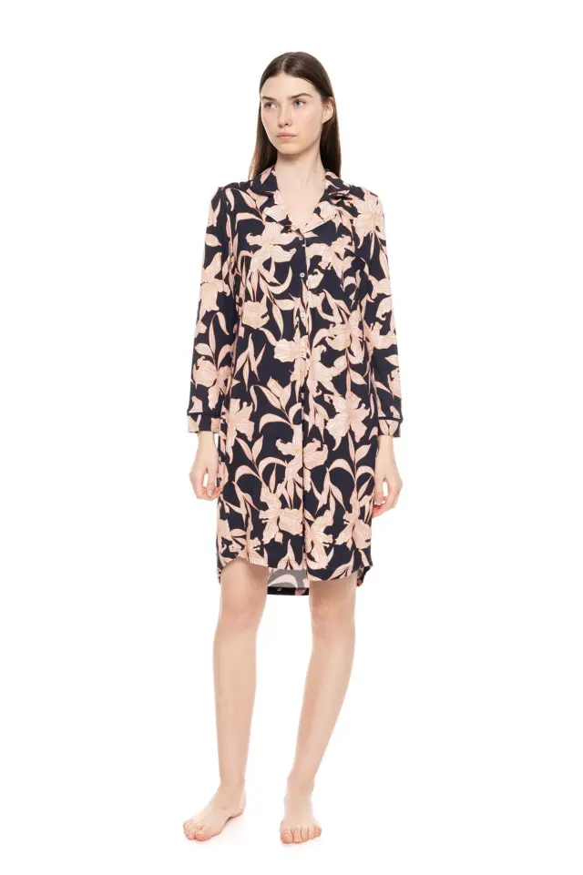 W1508 - Type - NIGHTGOWN BUTTONED ORANGE LEAF