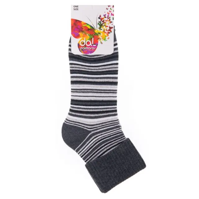 Γυναικείες πετσετέ ριγέ κάλτσες Dalmaras Socks 210 One Size Γκρι Σκούρο