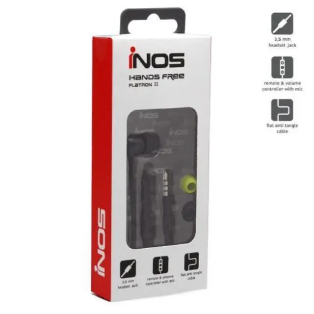 Hands Free Mono inos 3.5mm Flatron II με Μικρά Ακουστικά Μαύρο N63805