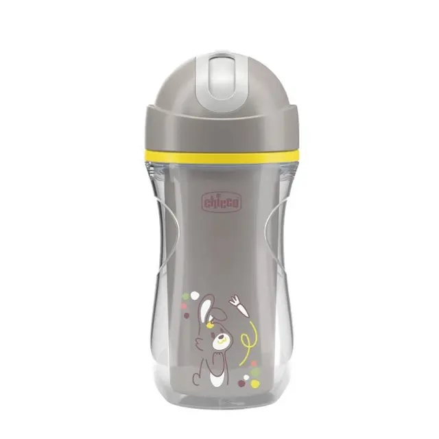 Chicco Sport Cup Ποτηράκι με Καλαμάκι Γκρι 14m+ 266ml