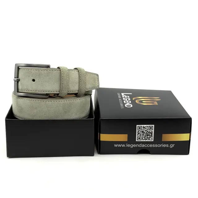 Πράσινη Δερμάτινη Ζώνη Nubuck Suede Avocado 3,5 cm 2