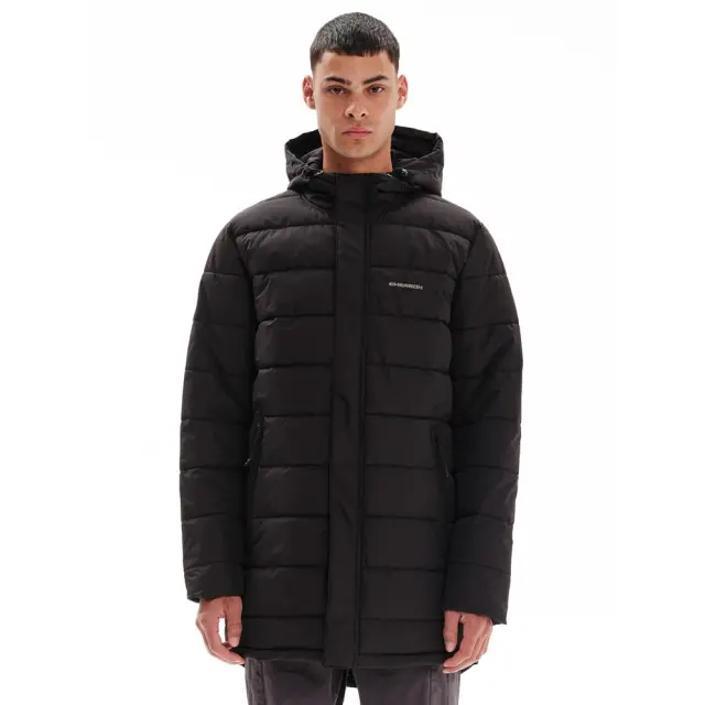 Emerson Long Puffer Jacket With Hood (232.EM10.86-Black) - Μαύρο