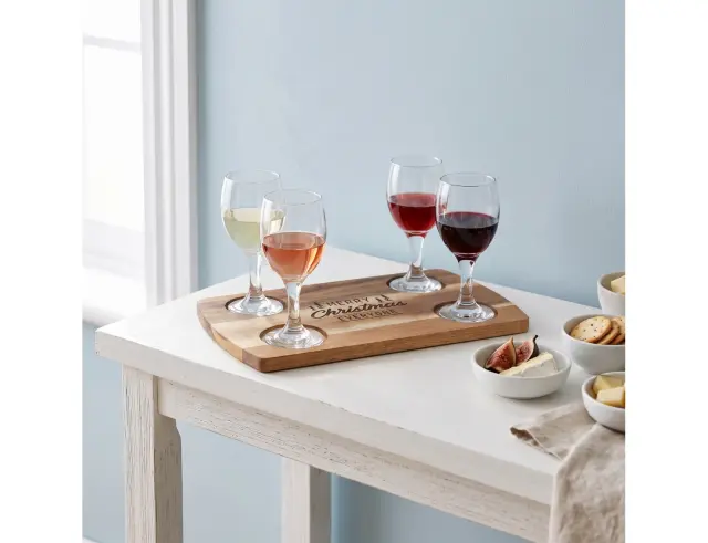 Σετ ποτήρια κρασιού με ξύλινο δίσκο Excellent Houseware - 5 τεμάχια 170485510