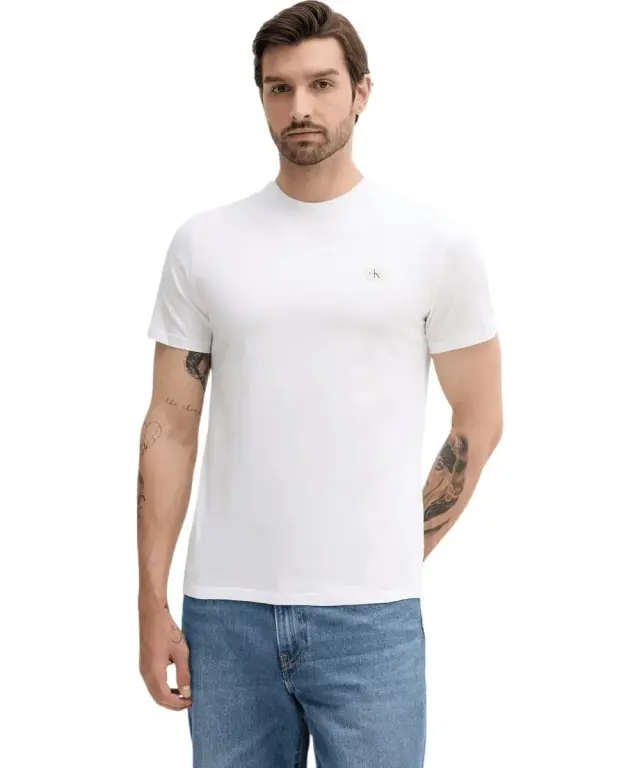 Calvin Klein - Ανδρικό T-shirt Cotton Badge Regular Fit LV04RC272G-YAF Λευκό - XL