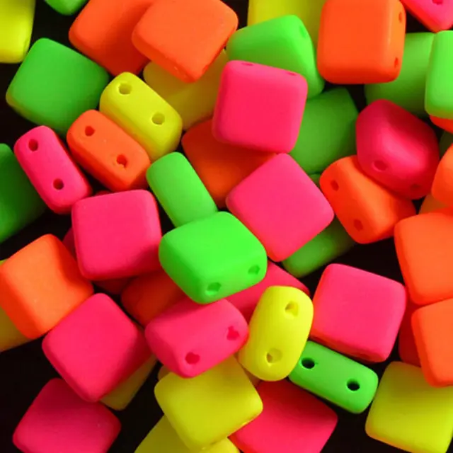 Χάντρα Tile - Bright Neon Mix 6mm ~29τεμ