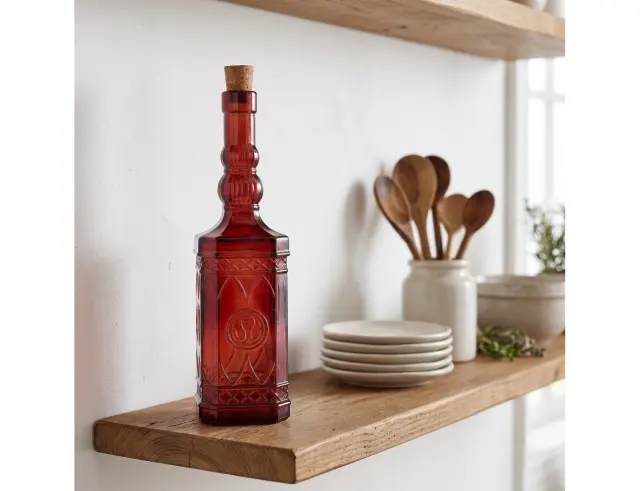 Διακοσμητικό Μπουκάλι με πώμα Glass Drops Miguelete (5032DB738) Aπό 100% ανακυκλωμένο γυαλί, Xωρητικότητας 500ml, Διαστάσεων Ø 7 x Υ 27 cm, Terracotta 5032DB738