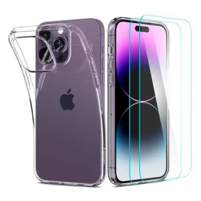 Θήκη TPU Spigen Liquid Crystal (1 τεμ.) & Tempered Glass TR Slim (2 τεμ.) Apple iPhone 14 Pro Crystal Pack Διάφανο N59773