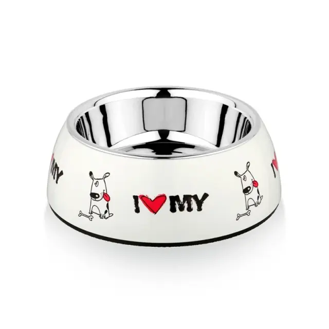 SW Diva Bowl I Love My Dog Μπολ Με Ανοξείδωτο Πιατάκι Και Αντιολισθητικό Λάστιχο Στον Πάτο Λευκό 11cm Λευκό