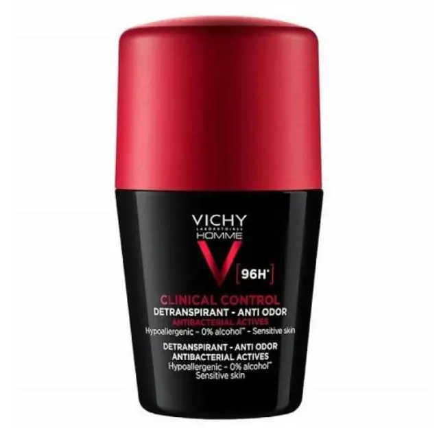 Vichy Homme Clinical Control 96h Detranspirant Anti-Odor Deodorant Roll-on Αποσμητικό για Ευαίσθητες Επιδερμίδες, 50ml