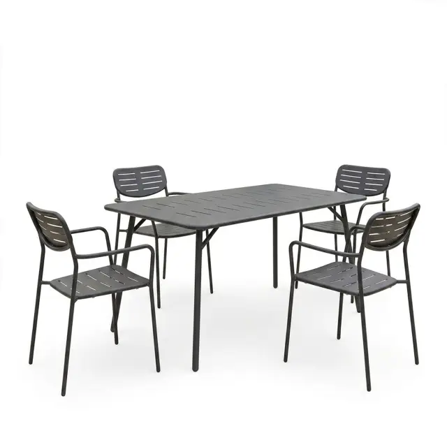 Τραπεζαρία Moraja Deraby pakoworld σετ 5τεμ μαύρο μέταλλο 140x80x72εκ 2