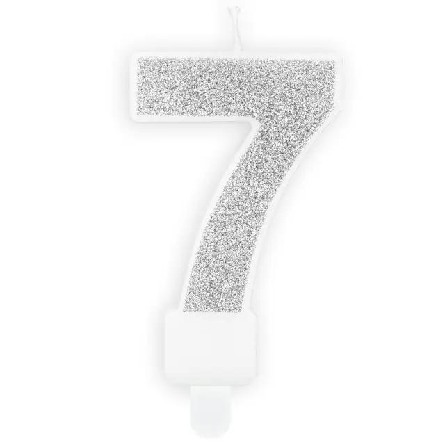 PartyDeco Κερί Γενεθλίων - Νο.7 - Ασημί 2