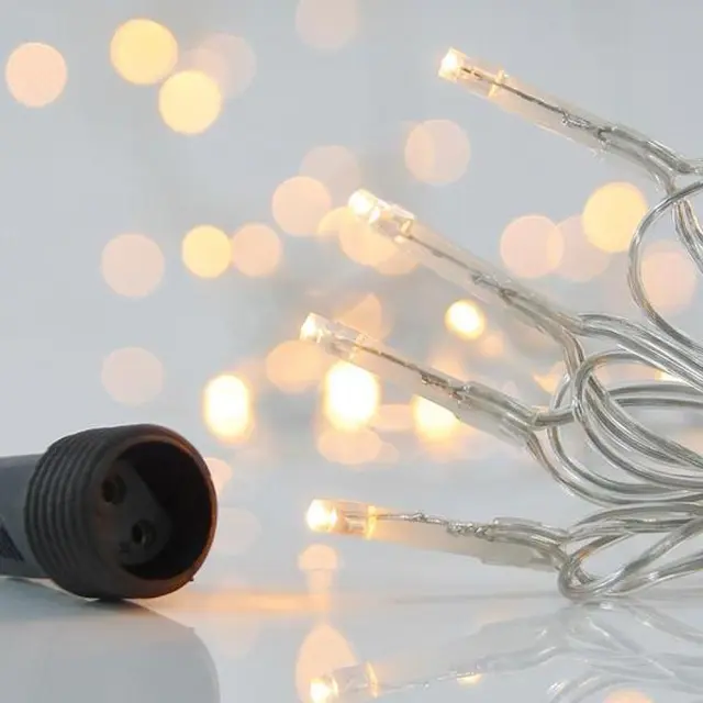 100 LED Με Επέκταση Ως 3 Μετασχηματιστή Προέκταση 300cm Διάφανο Καλώδιο Θερμό Λευκό Φως IP44