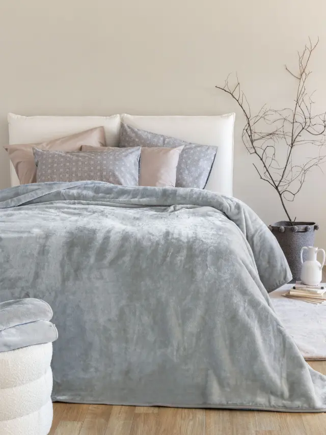 Palamaiki Κουβέρτα Βελουτέ 240x260 DREAM VELOUR/4 ASH
