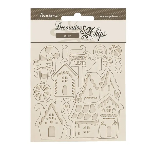 Chipboard Stamperia 14x14cm, Candy Christmas, Gingerbread house
