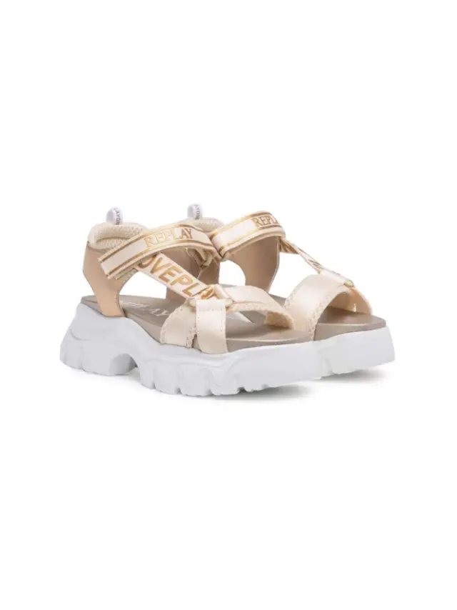 Replay Δερμάτινα Γυναικεία Σανδάλια Χρυσά GBP14.000.C0001T-2576 2