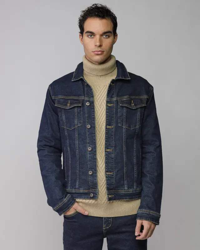 Devergo Ανδρικό Τζιν Μπουφάν 7077 - Dark Blue - M