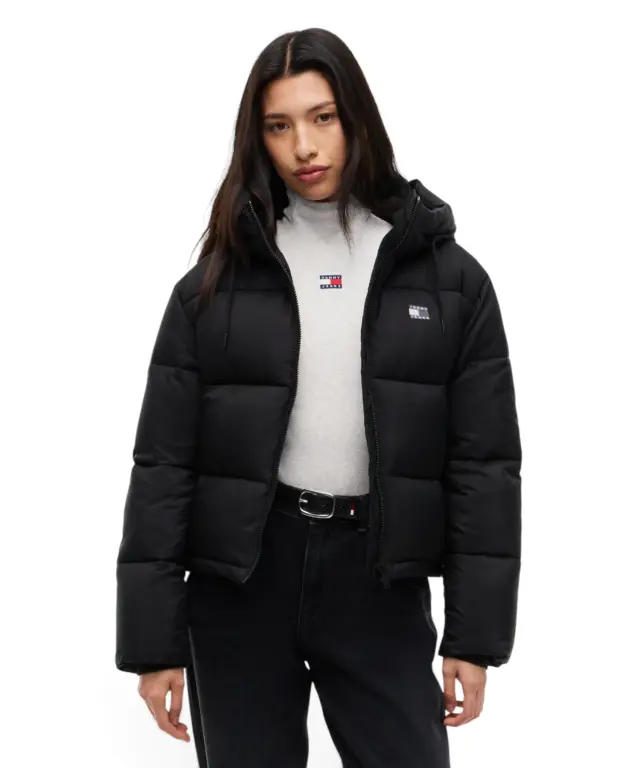 Tommy Hilfiger - Γυναικείο Αδιάβροχο Μπουφάν Πουπουλένιο Ripstop Hooded Puffer Regular Fit DW0DW21625-BDS Μαύρο 2