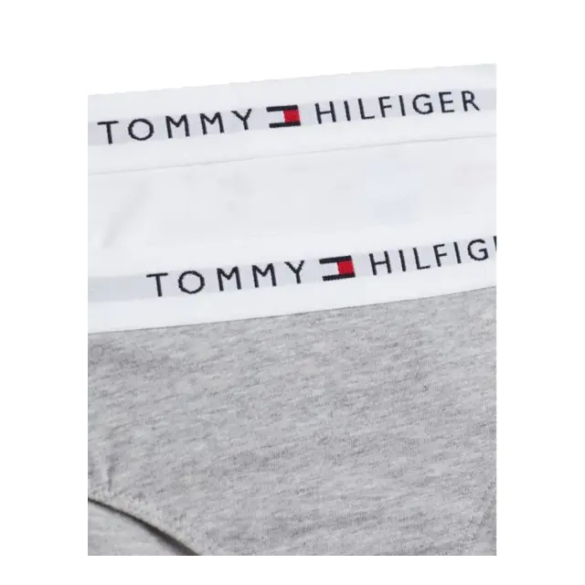 Tommy Hilfiger Παιδικό Slip Κορίτσι TH Signature Logo Waistband - Διπλό Πακέτο, Χρώμα Light Gray Heather-White 2