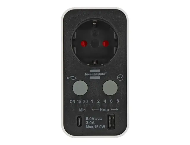 Ψηφιακός Χρονοδιακόπτης Brennenstuhl 150167 - 1x Schuko - 1x USB-A, 1x USB-C - 2x Χρονοδιακόπτες - Αντίστροφη Μέτρηση - IP20 - Black/White150167 2