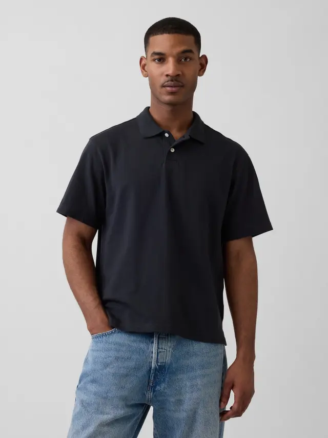 Ανδρική Polo Μπλούζα Πικέ Χαλαρής Γραμμής black - M