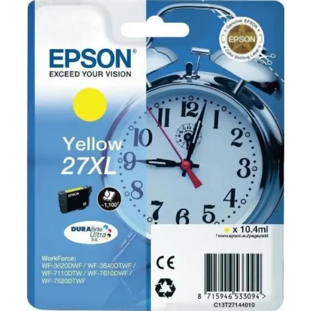Epson 27XL Γνήσιο Μελάνι Εκτυπωτή InkJet Κίτρινο (C13T27144010 C13T27144012)
