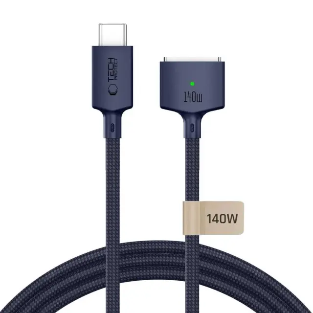 Tech-protect Mmc01 Ultraboost Magnetic Macbook Cable Usb-c To Magsafe 3 140w 300cm Midnight Blue 2