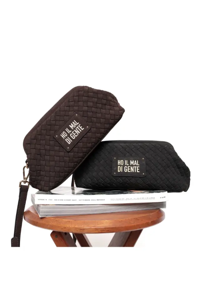 LE PANDORINE - Panama braided pouch black color 2