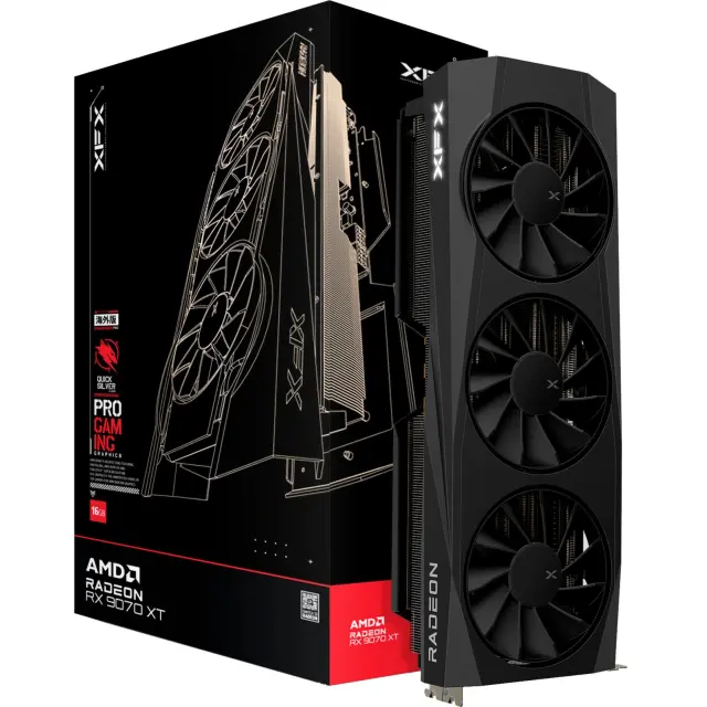XFX Radeon RX 9070 XT Quicksilver (black, RDNA4, GDDR6, 3x DisplayPort, 1x HDMI 2.1)