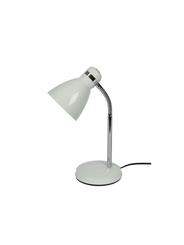 VK Lighting VK/HD2011/W Φωτιστικό Γραφείου με Εύκαμπτο Βραχίονα για Ντουί E27 σε Λευκό Χρώμα