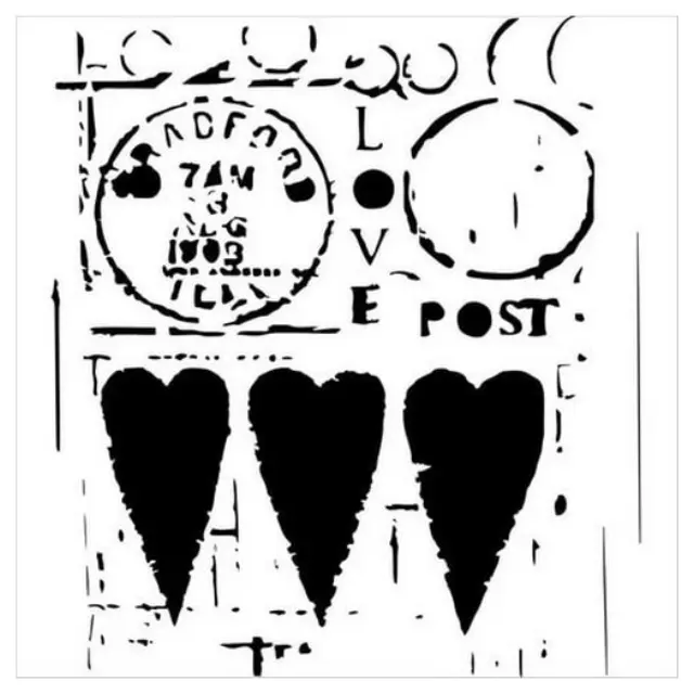 Μάσκα Stencil, Love Post 15,5x15,5cm