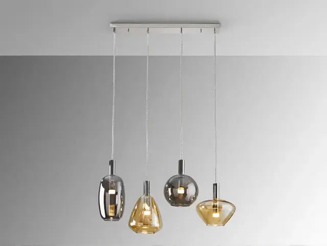 Κρεμαστό φωτιστικό Nara Chrome 4L LED Dimmable Μαύρο Σατινέ ορείχαλκος Χάλκινο