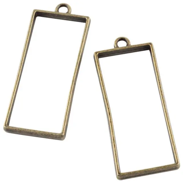 Μεταλλικό Κρεμαστό Open Back - Rectangle - 49x20x3.5mm - Antique Bronze - 4τεμ
