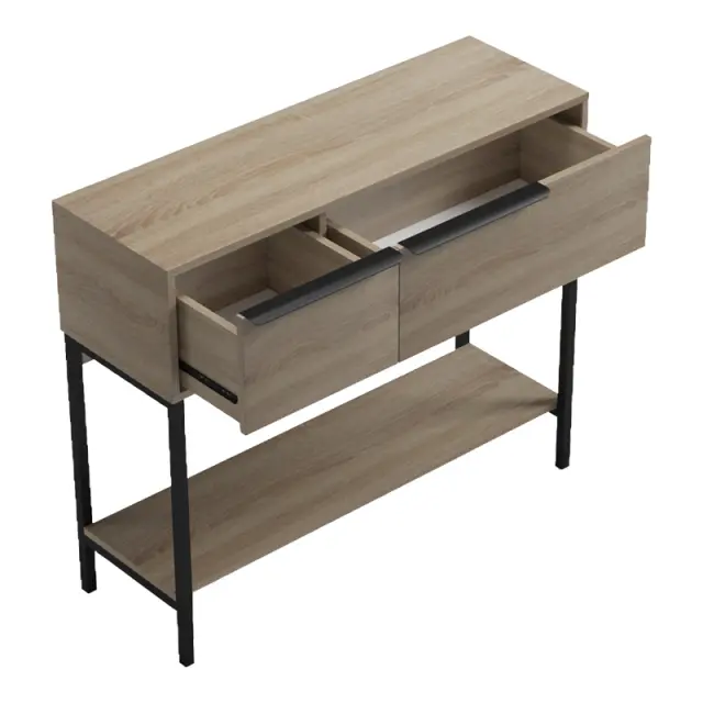 Κονσόλα Nordic pakoworld σε sonoma-μαύρη απόχρωση 90x29,5x76εκ 2