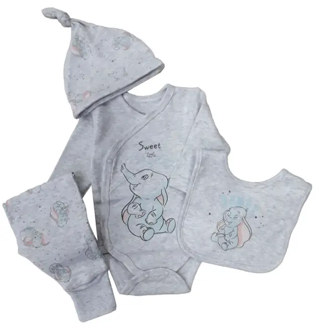 Σετ Νεογέννητου 4τμχ Interlock White Grey Sweet Elephant 8040107 - 6-9 μηνών (68-74cm) 2