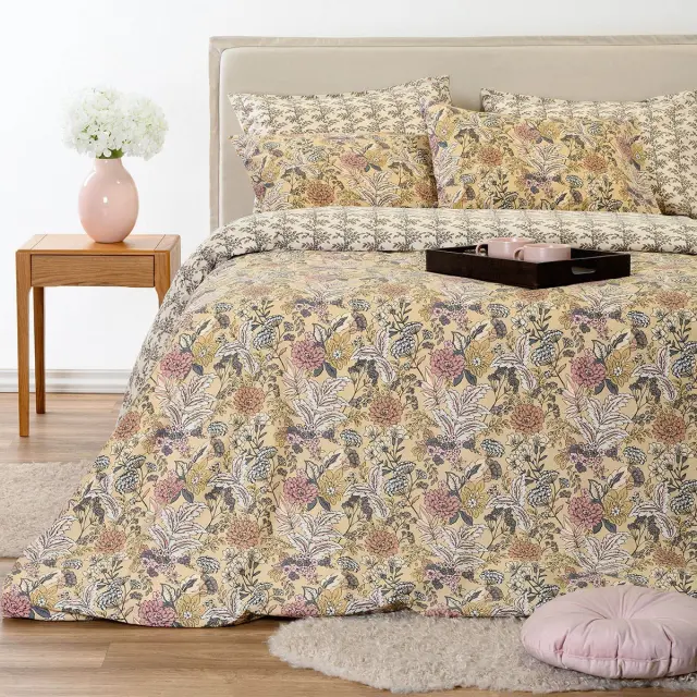 Παπλωματοθήκη 225x245 Υπέρδιπλη Ultra Line Melinen Eduarda Beige 100% βαμβακερό