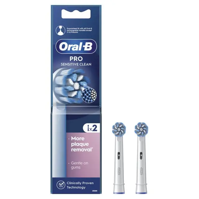 Oral-B Pro Sensitive Clean Ανταλλακτικές Κεφαλές Ηλεκτρικής Οδοντόβουρτσας με Λεπτές Ίνες για Ευαίσθητα Ούλα, 2 τεμάχια