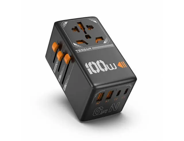 Αντάπτορας Ταξιδίου/Φορτιστής TESSAN (TS-WTA04) - 100W - 2x USB-C + 2x USB-A - ΜαύροTS-WTA04