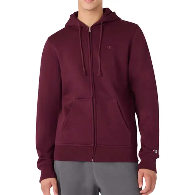 Champion Men's Fleece Full-Zip Small Logo Hoodie Μπορντό 220276-RS522 (Champion)