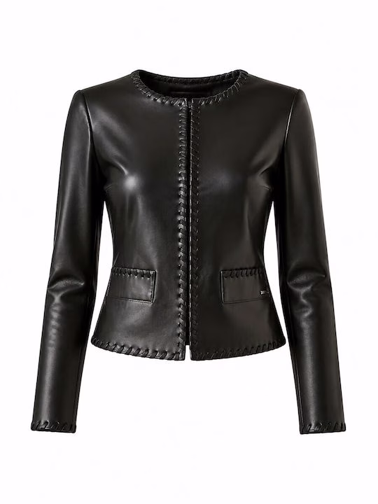 Guess Δερμάτινο Γυναικείο Biker Jacket Μαύρο Μαύρο - S 3
