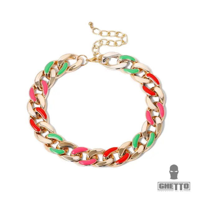 Ghetto Multi Colored Cuban Link Chain Choker Necklace for Women 3