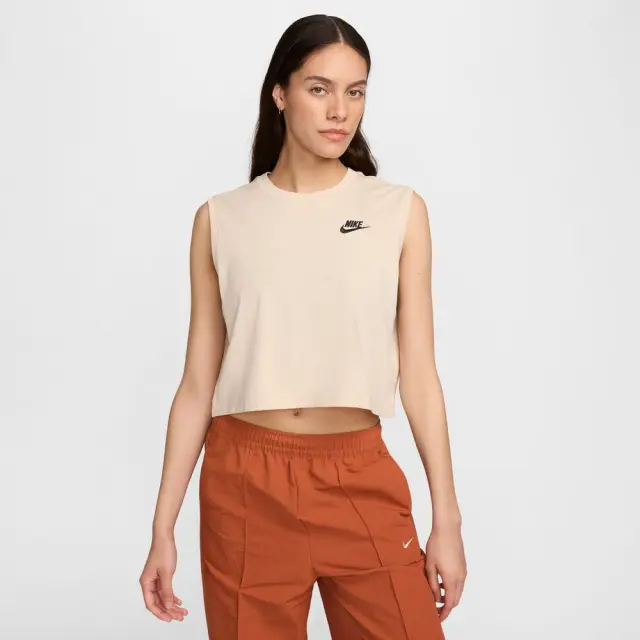 Nike Sportswear Club Cropped Top (FV5505-126) - Μπέζ