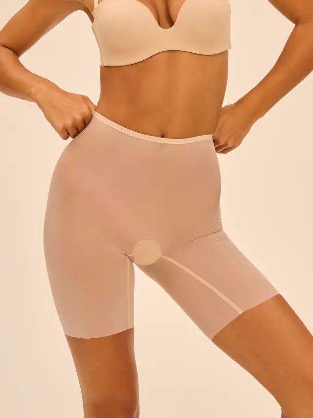 Simone Pérèle Essentiel Mesh Διάφανο Ψηλόμεσο Σλιπ Shorts Peau Rose