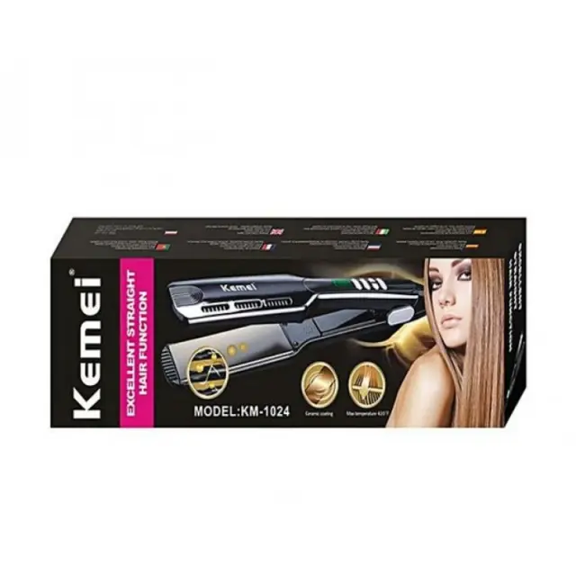 KEMEI KM-1024 - Ισιωτική μαλλιών με ψηφιακές ενδείξεις και κεραμικές πλάκες 2