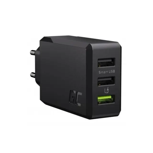 Green Cell Φορτιστής Χωρίς Καλώδιο με 3 Θύρες USB-A 30W Quick Charge 3.0 Μαύρος (CHARGC03)
