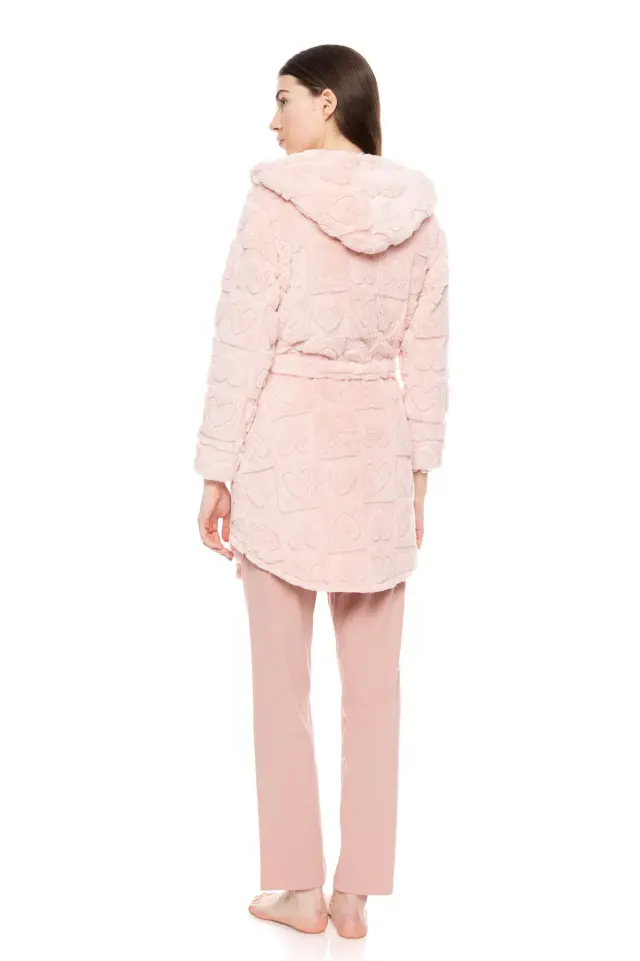 W1682 - White - ROBE HOOD FLEECE LOVE 3