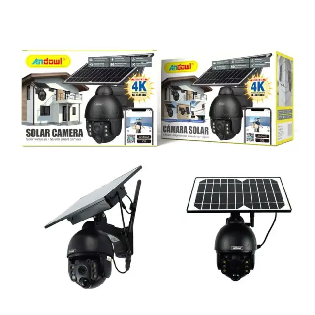 Andowl IP Κάμερα Παρακολούθησης Wi-Fi 1080p Full HD 4K Αδιάβροχη Μπαταρίας με Αμφίδρομη Επικοινωνία Q-SX80 4G+5G SIM - Solar Camera Wireless Smart 075507