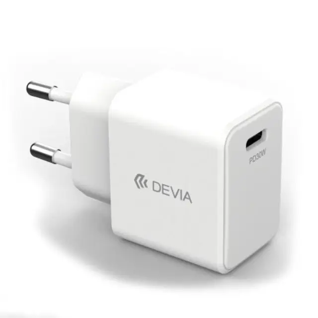 Φορτιστής Ταξιδίου Ταχείας Φόρτισης Devia EA455 με Έξοδο USB C GaN PD 30W GRS Λευκό N63826