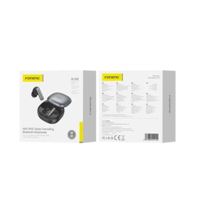 True Wireless Ακουστικά Bluetooth Foneng BL166 Sliding-Lid ANC+ENC Γκρι N70250