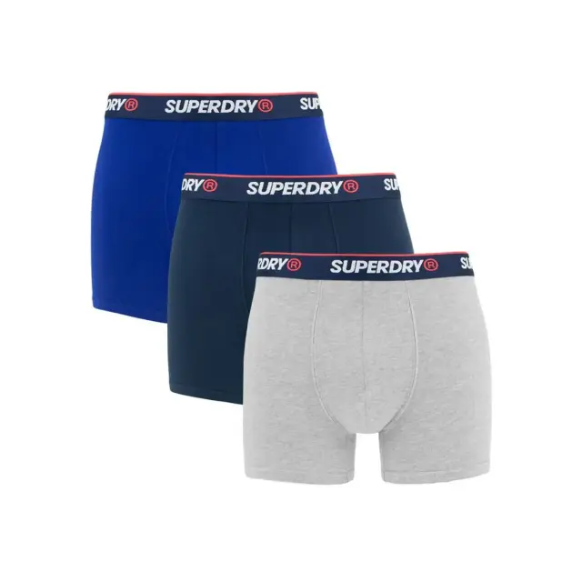 Superdry Ανδρικό Boxer D1 Classic - Τριπλό Πακέτο, Χρώμα Σκ.Μπλε-Λευκό-Μπλε - S